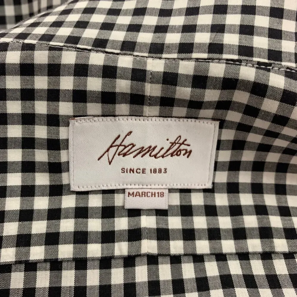 HAMILTON Size L Black White Gingham Long Sleeve Shirt